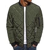 Mens Bomber Jackets Diamond Quilted Fall Winter Rib Varsity Lightweight Coat