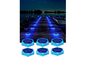 DetarZinLED 6 Packs Solar Driveway Lights Outdoor IP68 Waterproof, Blue Deck Step Lights Solar Powered, Solar Stair Lights Stick on LED Lights for Dock, Garage, Pool, Fence, Garden Pathway