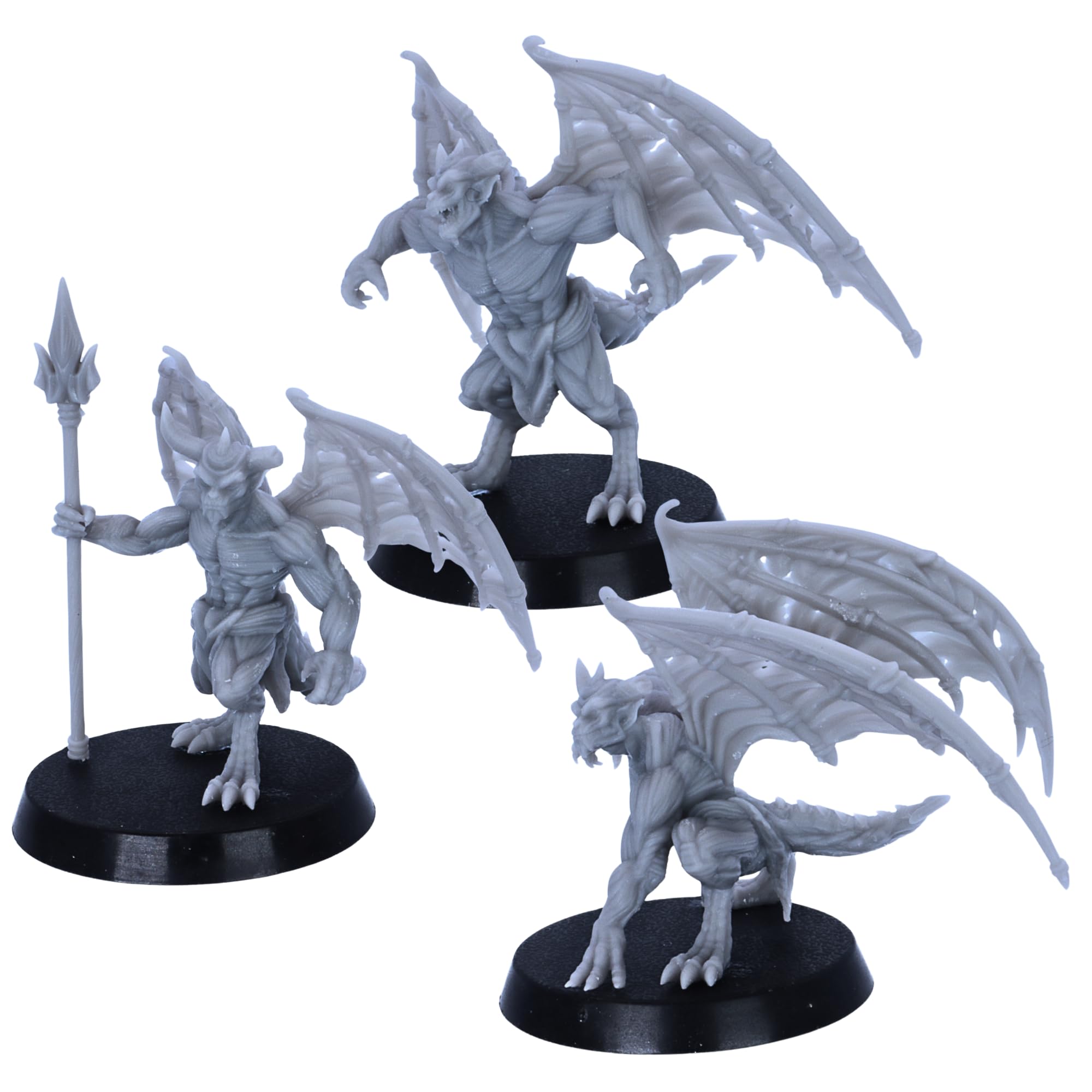 Forged Terrain Devil Minions – 3 Gargoyle Miniatures for Tabletop RPGs | 32mm Base Fantasy Monsters | DnD, Wargames | Epic Miniatures Licensed | Resin Unpainted Figures for Gamers & Painters