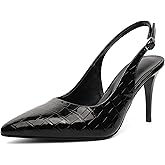 YODEKS Women's Slingback Heels Pointed Toe 3.5 Inch High Heel Pumps Wedding Bridal Party Prom Shoes