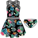 ADUKIDE Girls Tankini Swimsuits Swimdress Criss Cross Straps Two Piece Bathing Suit Size 7-18T