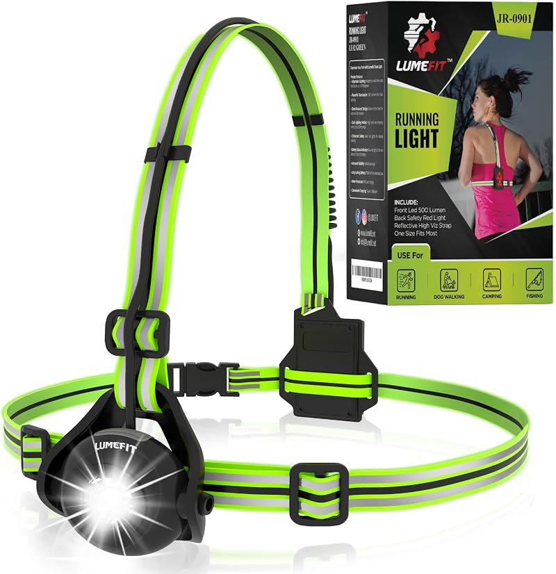 LUMEFIT Run Light Chest LED Front Body Torch 500 Lumen USB Rechargeable 120°