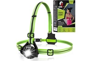 LUMEFIT Running Lights for Runners with Yellow Reflective Vest, Adjustable Beam Night Safety LED Chest Light Run, Dog Walking, and Jogging Gear, Rechargeable Headlamp Flashlight
