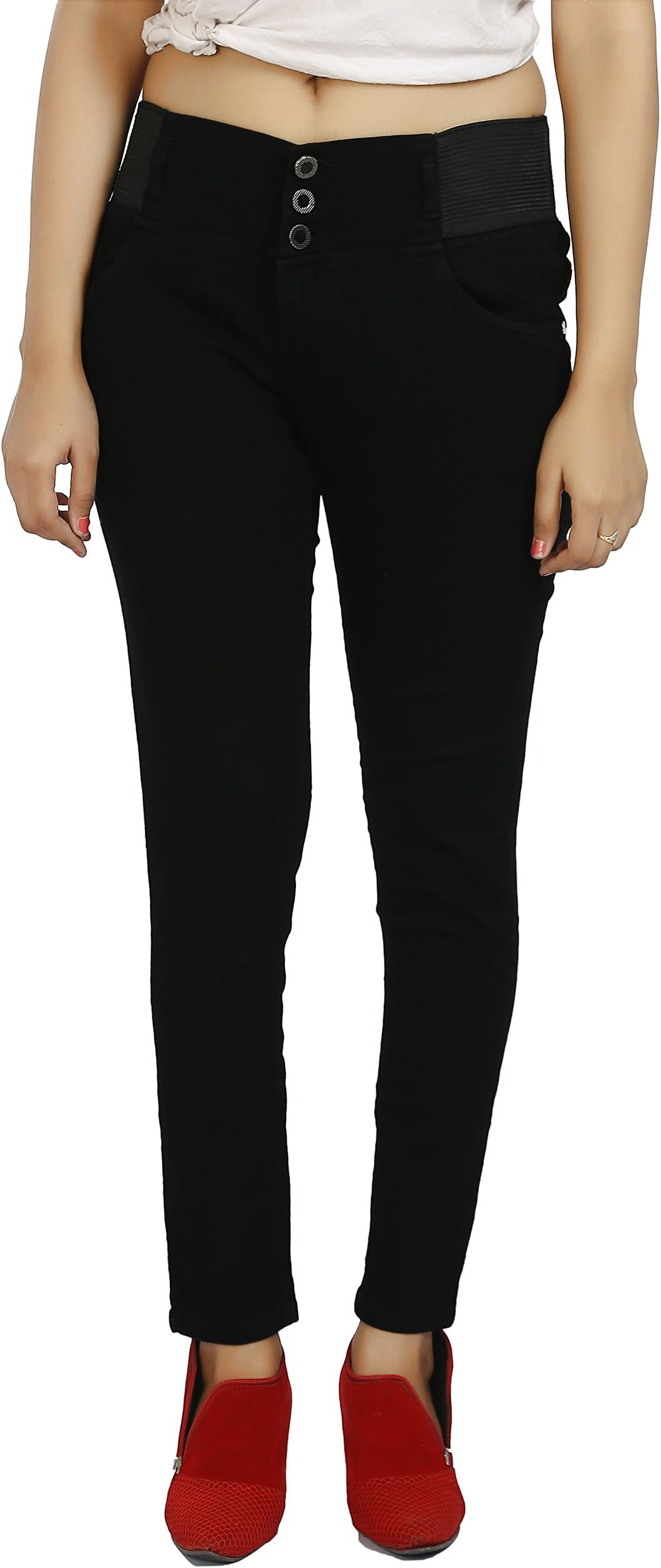 FCK-3 Women's Ankle Fit Half Elasticized Stretchable Denim