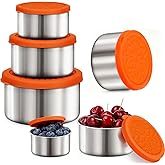 Greentainer 6 Pack Stainless Steel Snack Containers with Silicone Lids, Metal Food Storage Container for Snackle Box, Nesting Lunch Box Containers for Travel