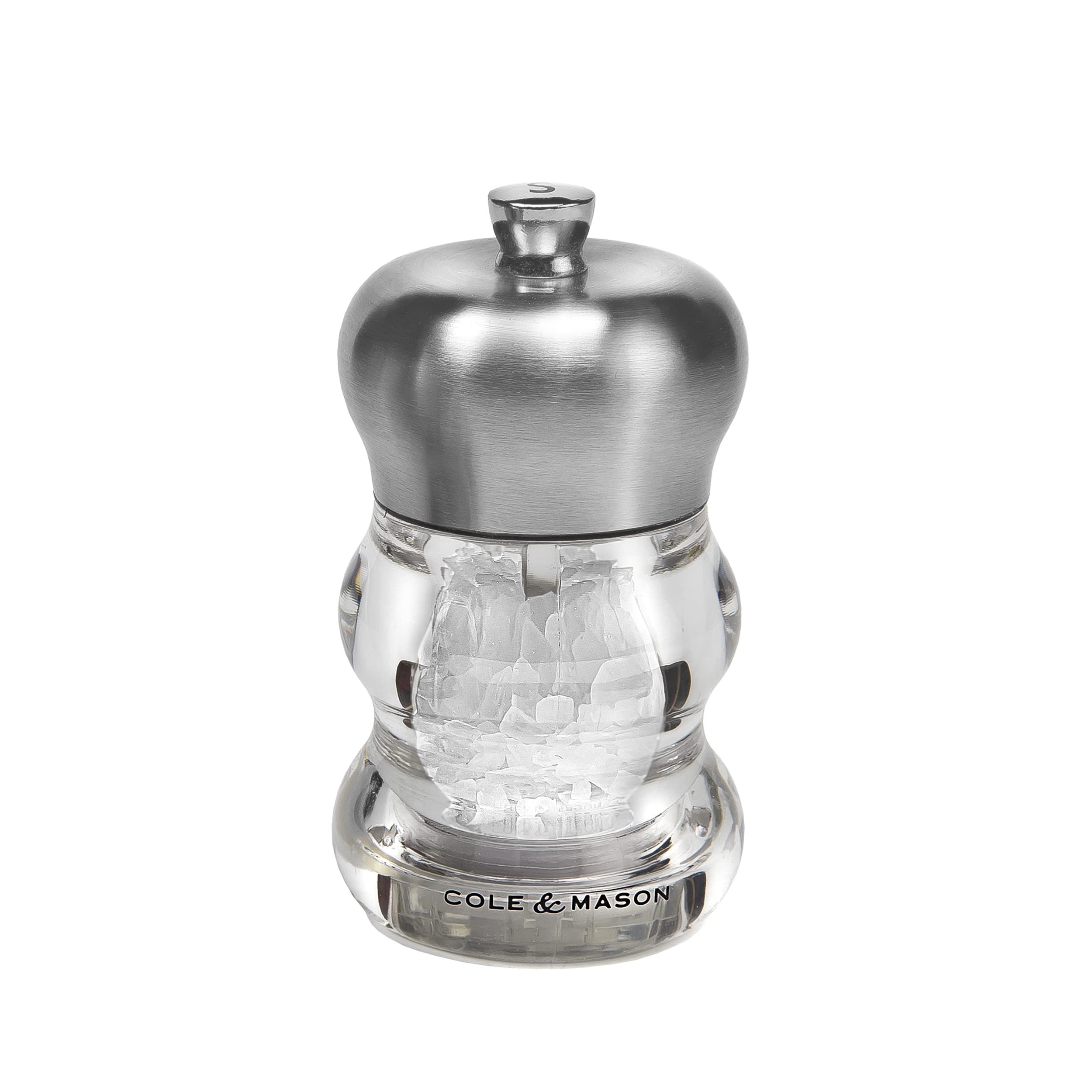 Cole & Mason H307092P Ascot Salt Mill, Precision+, Stainless Steel/Acrylic, 100 mm, Single, Includes 1 x Salt Grinder