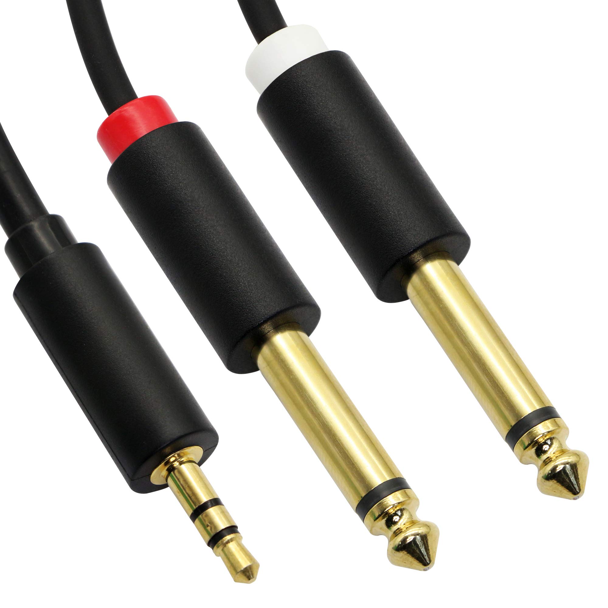 GINTOOYUN 3.5MM to Dual 6.35MM Audio Cable,1/8" TRS Stereo Male to Dual 1/4" TS Mono Male Y Splitter Cord Adapter,for Home Stereo System,Notebook Computer,Amplifier,Mixer,MP3,Etc. (1.5)