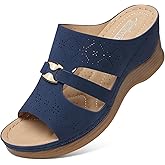 SHIBEVER Wedge Sandals for Women Slip On Platform Wedge Sandal Blue Size 11