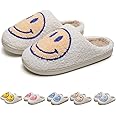 KEYUSHOP Happy Face Slippers for Kids Smile Face House Slippers Soft Plush Warm Preppy Slipper Anti-Slip Winter Fuzzy House Shoes for Toddler Girls