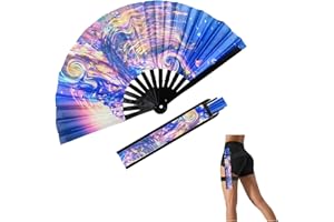 WXHVLTT Rave Fan Rave Hand Fan Dance Fan,Rave Essentials for women, Large Folding Rave Fan for Festival Dance Club Gift Party (Blue)