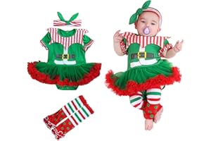 FANCYINN Baby Girls First Christmas Costumes Elf Lil Outfit Newborn Xmas