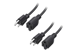 Cable Matters [UL Listed] 2-Pack 16 AWG Heavy Duty AC Power Extension Cord (Power Extension Cable) in 10 Feet (NEMA 5-15P to 