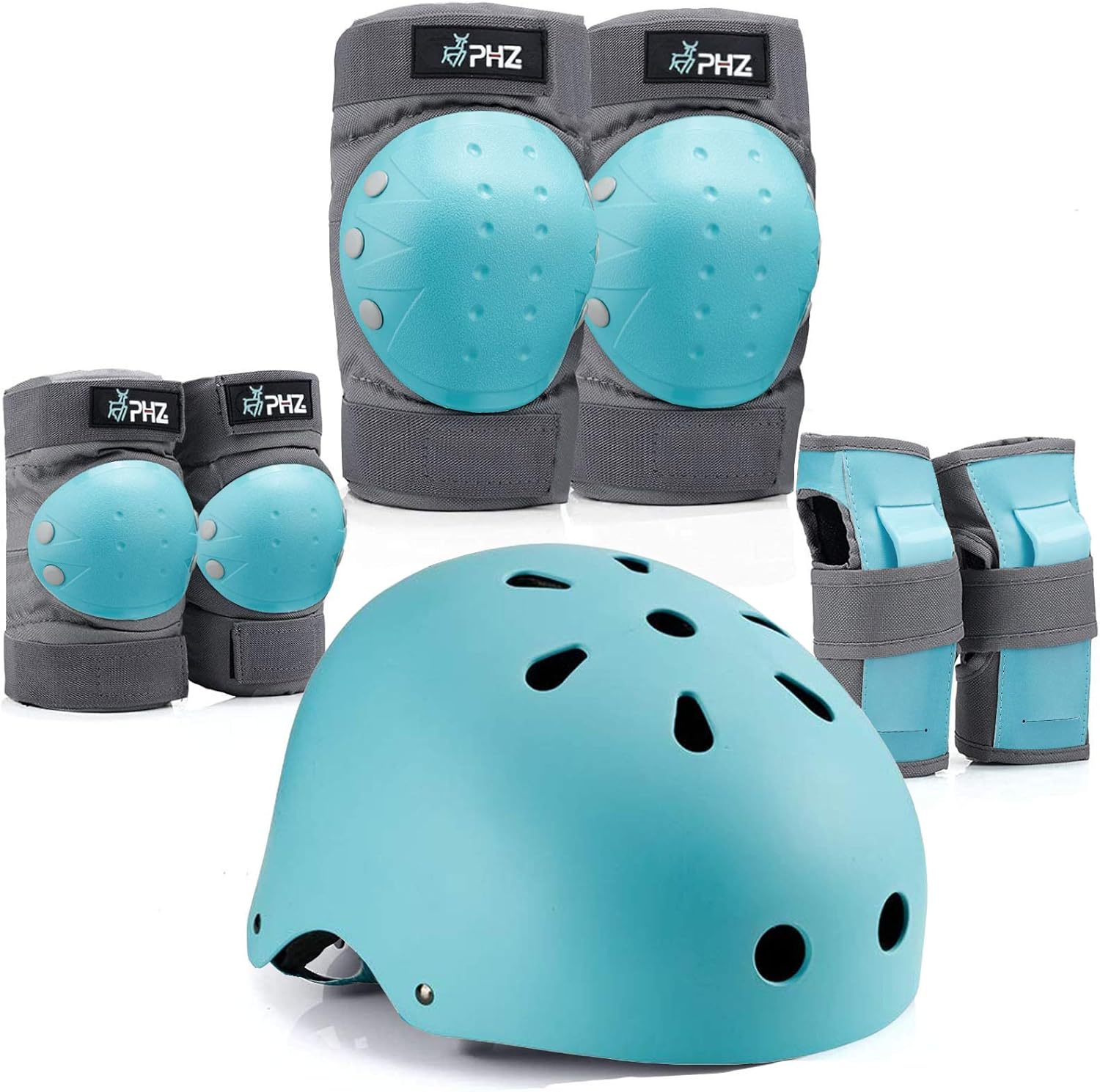 PHZ. Kids Adults Bike Helmet Adjustable Helmet for Toddler Child Youth Adult, Knee Pads Elbow Pads Wrist Guards Kids Protective Gear Set for Multi Sports Scooter, Skateboarding, Biking, Roller Skating : Sports & Outdoors