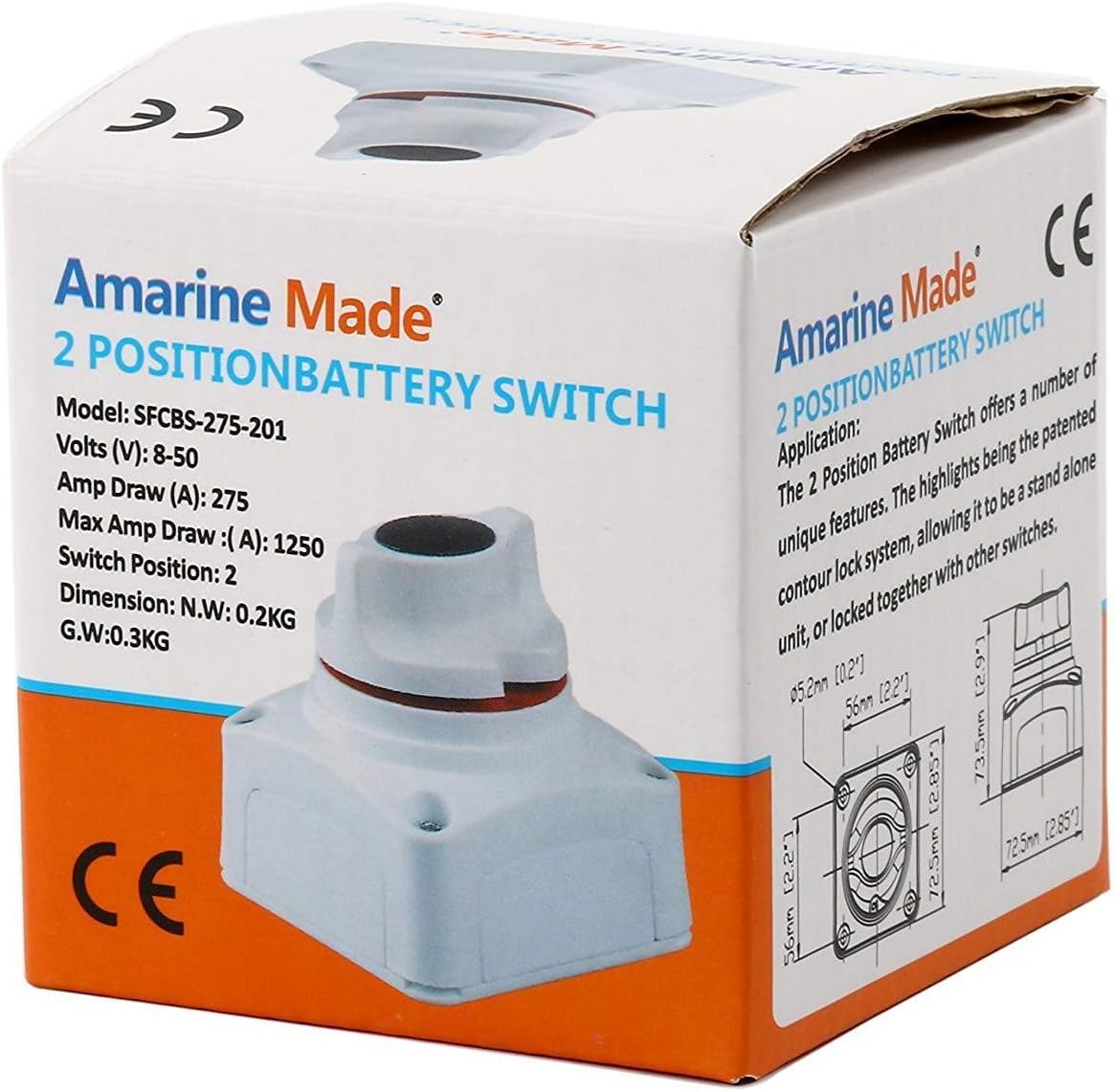Amarine Made Boat Battery Power Disconnect Switch, Heavy Duty Battery Isolator Switch (275-201) : Sports & Outdoors