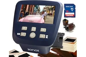 zonoz FS-Five Digital Film & Slide Scanner - Converts 35mm, 126, 110, Super 8 & 8mm Film Negatives & Slides to JPEG - Includes Large Bright 5-Inch LCD, Easy-Load Film Inserts Adapters (16GB SD Card)