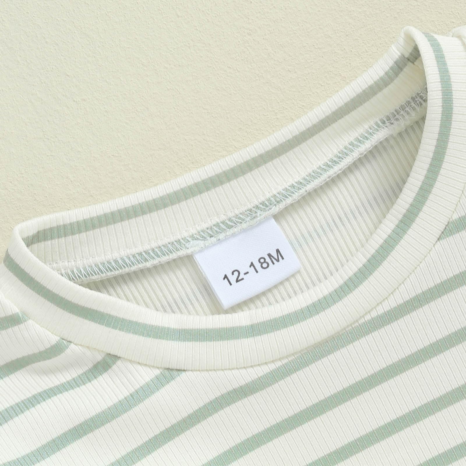 FOCUSNORM Toddler Baby Girl Outfits Ruffle Long Sleeve Striped Trim Tops + Flare Pants Set Toddler 2Pcs Fall Winter Clothes