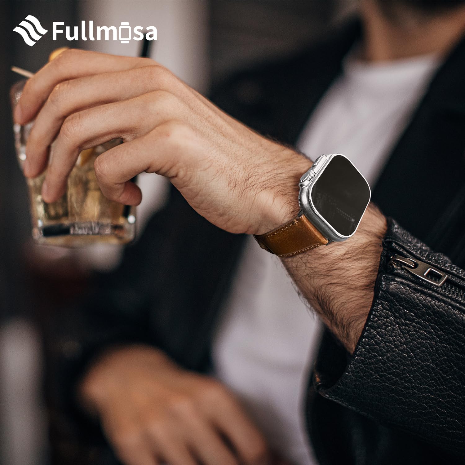 Fullmosa Fullmosa Compatible with Apple Watch Band Retro Leather Apple Watch Ultra 2/Ultra 49mm, Series 10 46mm, 9/8/7 45mm, SE2/SE/6/5/4 44mm, 3/2/1 42mm Band,Brown+Black Buckle