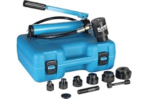 ZUVER Hydraulic Knockout Punch Set KO Tool 10T - Electrical Conduit Hole Cutter with 6 Dies (1/2", 3/4", 1", 1-1/4", 1-1/2", and 2") Heavy-Duty Metal Punch with Slug Splitting Dies