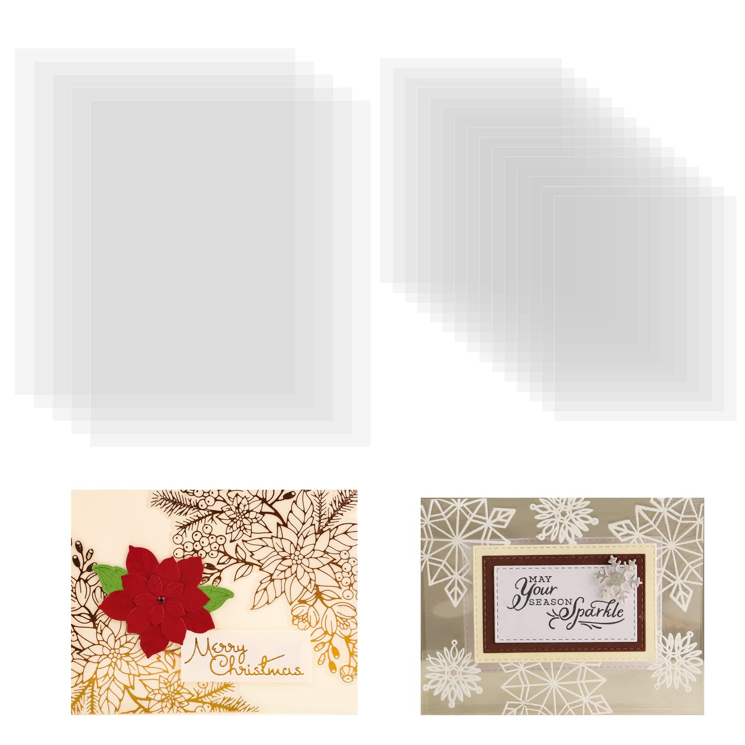 55 Pcs 8.5x11/4.3x6.3inch Heat Resistant Clear Acetate Sheets for Embossing and Stamping for Window Plastic Sheets DIY Scrapbooking Handmade Shaker Cards Album Photo Frame Accessories Anti-Static