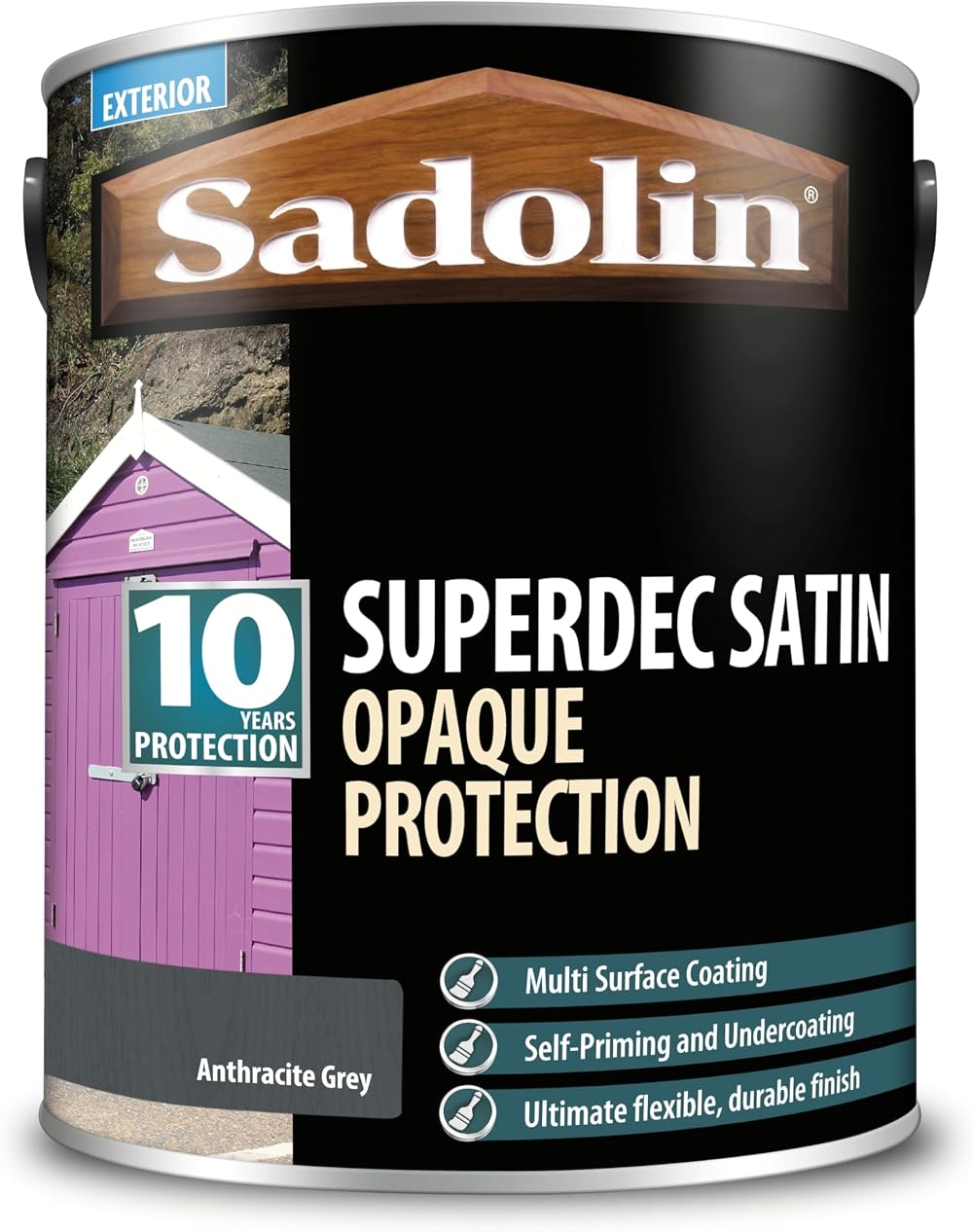Sadolin Superdec Satin Opaque Wood Protection Anthracite Grey 5L Exterior