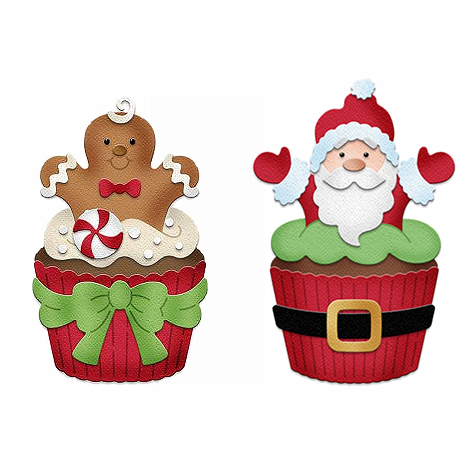 Gingerbread Man Santa Claus Christmas Cupcake Metal Cutting Dies Set Die-cuts for DIY Scrapbooking Embossing Craft Cardmaking Stencil Template Album Paper Craft
