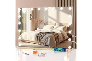 Vanity Mirror with Lights, 31.5" x 23.6" Large Makeup Mirror with LED Lights, Smart Touch Dimmable 3-Color Light, Memory Func