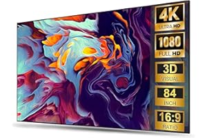 72/80/84 Inch Fixed Frame Projection Screen, 16:9 Format, 8K/4K Ultra HD Ready, Works with Long Throw, Ultra Short Throw Proj