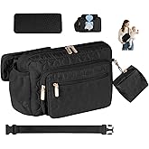 Rexmore Puffer Quilted Fanny Pack Diaper Bag for Mom - Women‘s Compact Crossbody Purse with Portable Changing Pad & Wipes Pouch, Travel & Quick Errand Baby Essentials Organizer(Black)