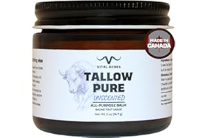 Tallow Pure – One Ingredient Tallow Balm | 100% Grass-Fed Canadian Beef Tallow, Whipped & Unscented | 2oz Face & Body Moistur