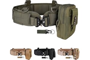 HLYQE Tactical Battle Belt Set War Belt Condor Belt Military Wasit Belt with Mesh and Lining Thickening EVA Tactical MOLLE Belt for Shooting War Game Paintball Hunting Sports Outdoor (Army Green)