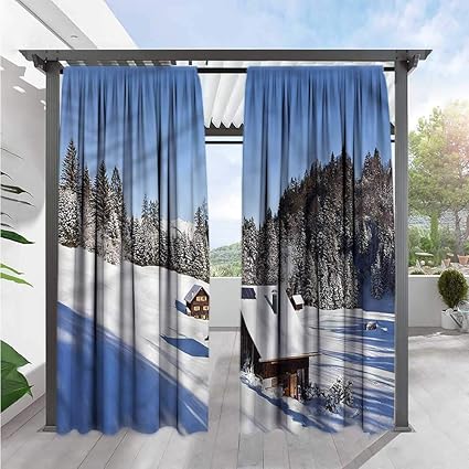 Amazon Com Marilds Winter Balcony Curtains Log Cabins In