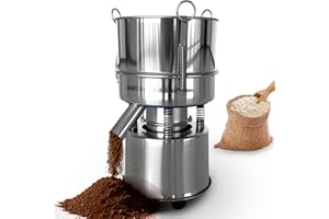 Electric Vibrating Sifter, 8-inch Automatic Powder Sifter, 50W Stainless Steel Sieve Shaker Machine for Flour, Mungbean, Rice