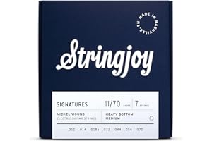 Stringjoy HVY117, 7 String Signatures Electric Guitar Strings, 11-70 Heavy Bottom Medium Gauge, 7-String Nickel, Electric Guitar Accessories, Replacement Guitar Strings for Electric Guitar