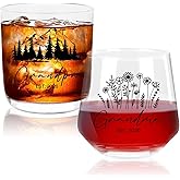 Ithmahco First Time Grandparents Valentine's Day Gifts 2026, Grandma Wine Glass And Grandpa Whiskey Glass Set, Pregnancy Announcement Gifts For Grandparent, Promoted To Grandparents Valentines Gift
