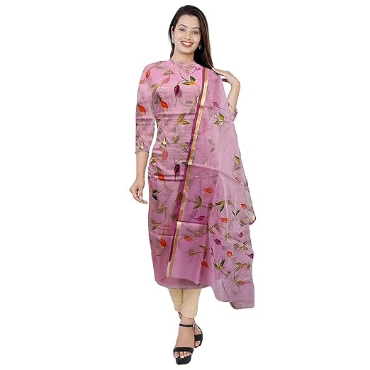 Nikhilam Hand Brush Painted Cotton Suit Dress Material for Womens (Multicoloured)