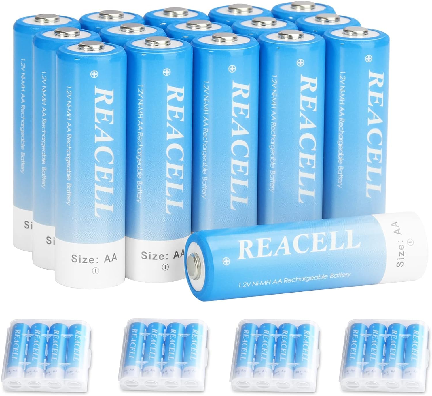 REACELL 1.2V AA NI-MH Wiederaufladbare Batterien mit Aufbewahrungsbox
