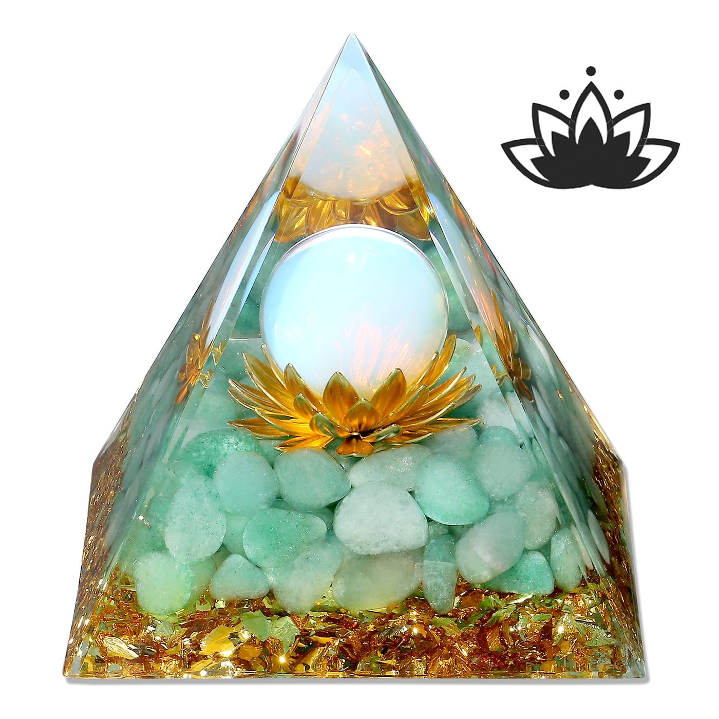 XIANNVXI Green Aventurine Healing Crystals Tower,Good Luck Gifts,Anxiety Gifts,Reiki Lotus Flower Gemstone Stone Orgonite Orgone Tower for Healing