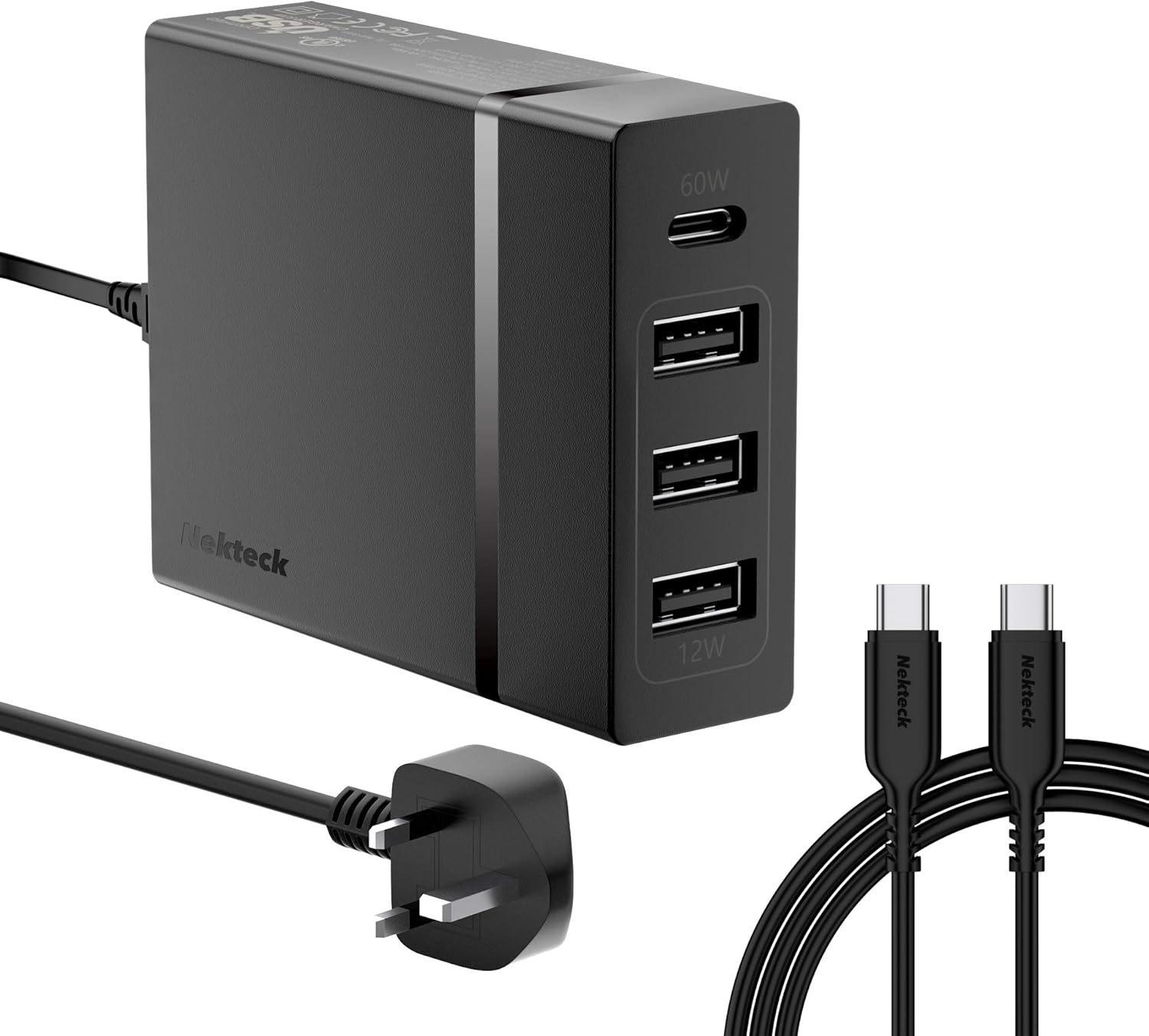 Nekteck USB C Charger 72W 4 Ports Multi USB Charger with a 60W Power Delivery Port, for MacBook