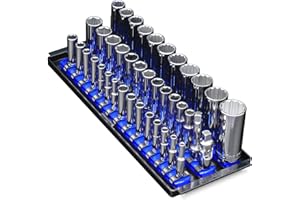 Ernst Manufacturing 8491 Socket Boss Multi-Drive Socket Organizer Tray with 13” Socket Rails, Blue – Drive Socket Storage Tray and Organization System for the Automotive Service Technician’s Toolbox