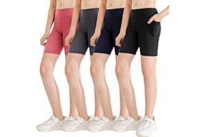 Patgoal Girls Athletic Volleyball Biker Shorts Kids Dance Yoga Running Soccer Gymnastics Compression Shorts with Pockets