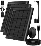 8W Solar Panel for Ring Camera, 3-Pack Solar Panel Charger Compatible with Ring Stick Up Cam Battery, Spotlight Cam Battery, Includes Barrel Plug to USB-C Adapter, IP65 Waterproof, 10ft Cable