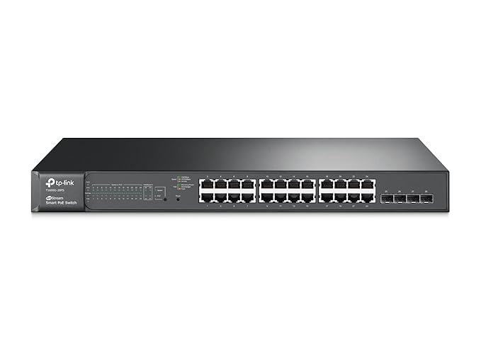 TP-Link T1600G-28PS 24 Port (Gigabit Smart PoE Switch, 4 Combo SFP Slots, Netzwerk-Hub)