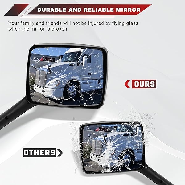 STERLIX CHROME HOOD MIRROR FOR KENWORTH T680 PETERBILT 579 PETERBILT 587 MIRROR OEM REPLACEMENT DRIVER LEFT (DRIVER LEFT SIDE)