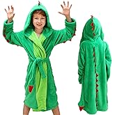 lontakids Kids Boys Animal Plush Bathrobe Dinosaur Monster Hooded Fleece Sleep Robe 3-8 Years