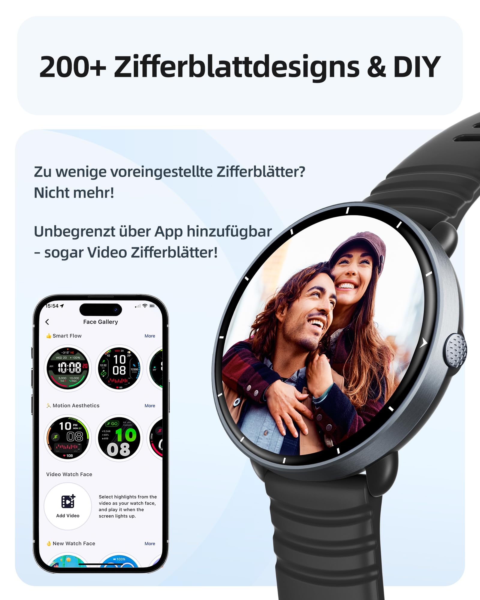 Parsonver Smartwatch Herren Damen, Integriertes GPS, 5 ATM wasserdichte Schwimmuhr für Pool/Offenen Gewässern, Fitness Uhr mit AMOLED Display, 100+ Sportmodi, Herzfrequenz, Schlafen (Schwarz, 42 mm) 8