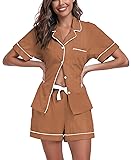COLORFULLEAF Womens 100% Cotton Pajamas Short Set
