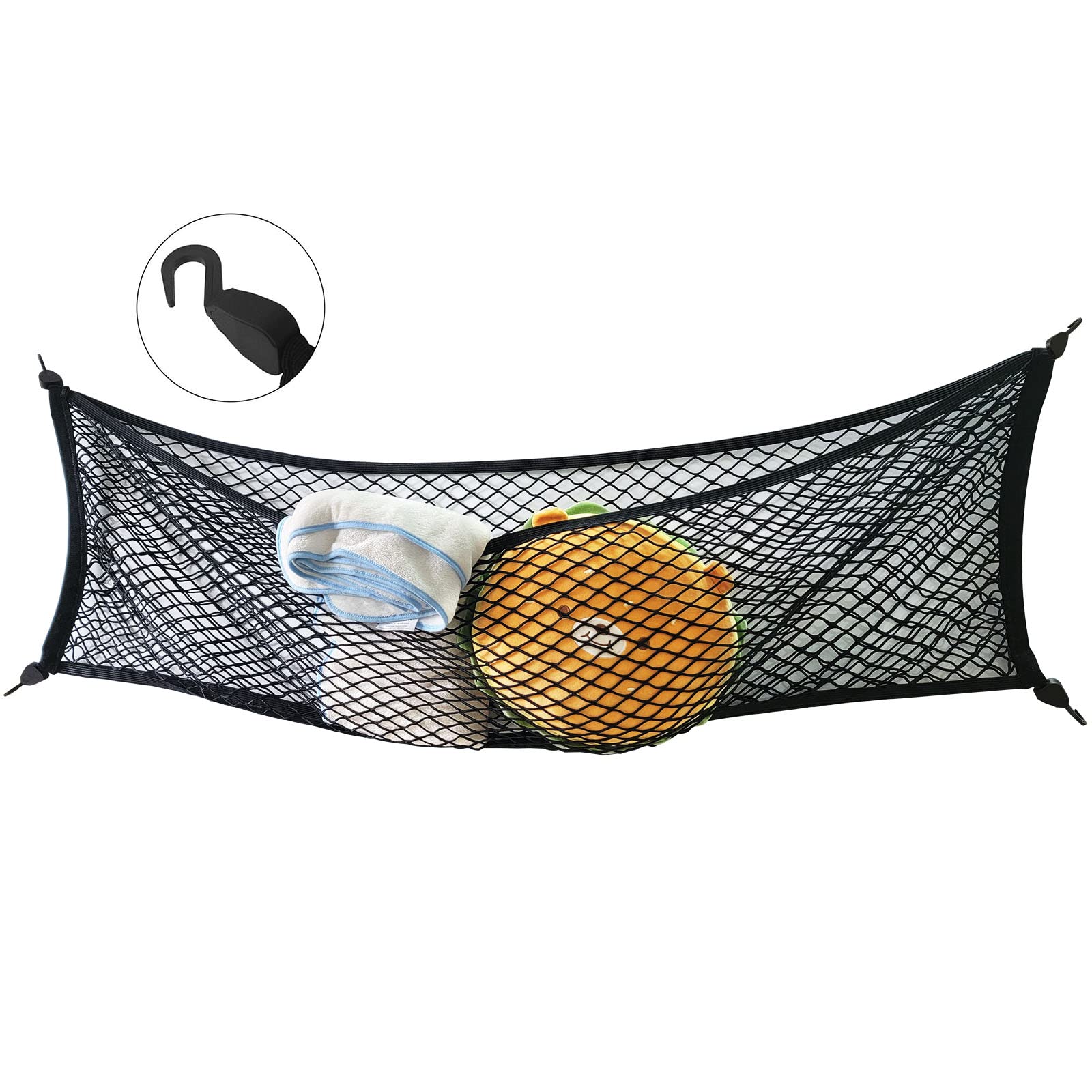 Photo 1 of *MISSING HOOKS* Truck Bed Cargo Net 60x18 Inch Elastic Double Mesh Organizer for Ford F150 Chevy Silverado GMC Sierra Heavy Duty Truck Bed Storage Net with ABS Hooks Automotive Cargo Net for Pickup