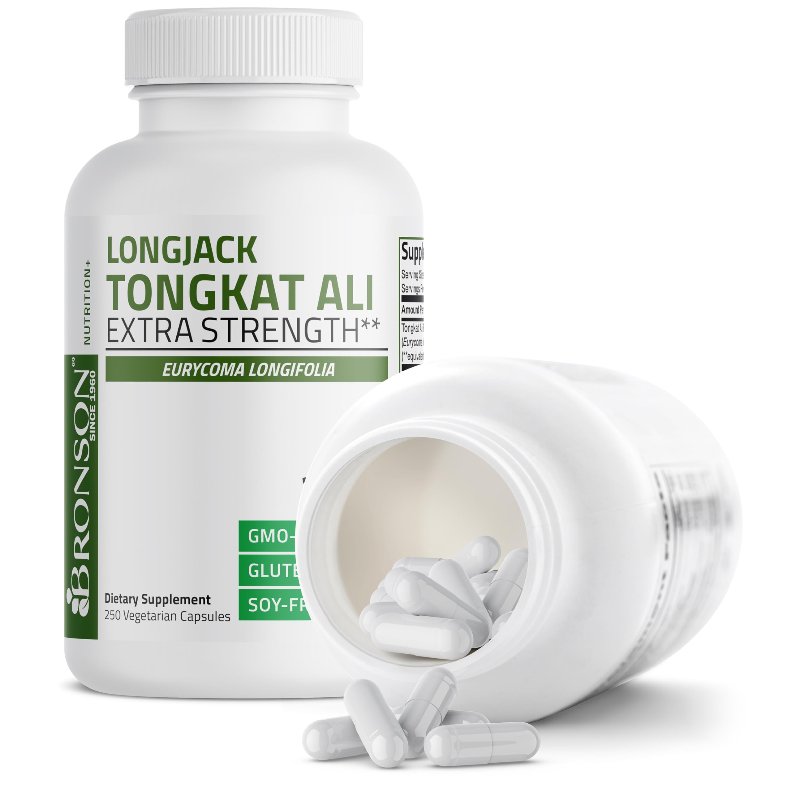 Bronson Longjack Tongkat Ali Extra Strength, 250 Vegetarian Capsules