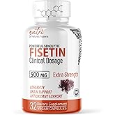 Nature's Fusions Nutri Fisetin 500mg 32 Count - Clinical Dosage - Fisetin Supplements - Powerful Senolytic Activator, Antioxidant, & Brain Support - Natural Polyphenols - 32 Count