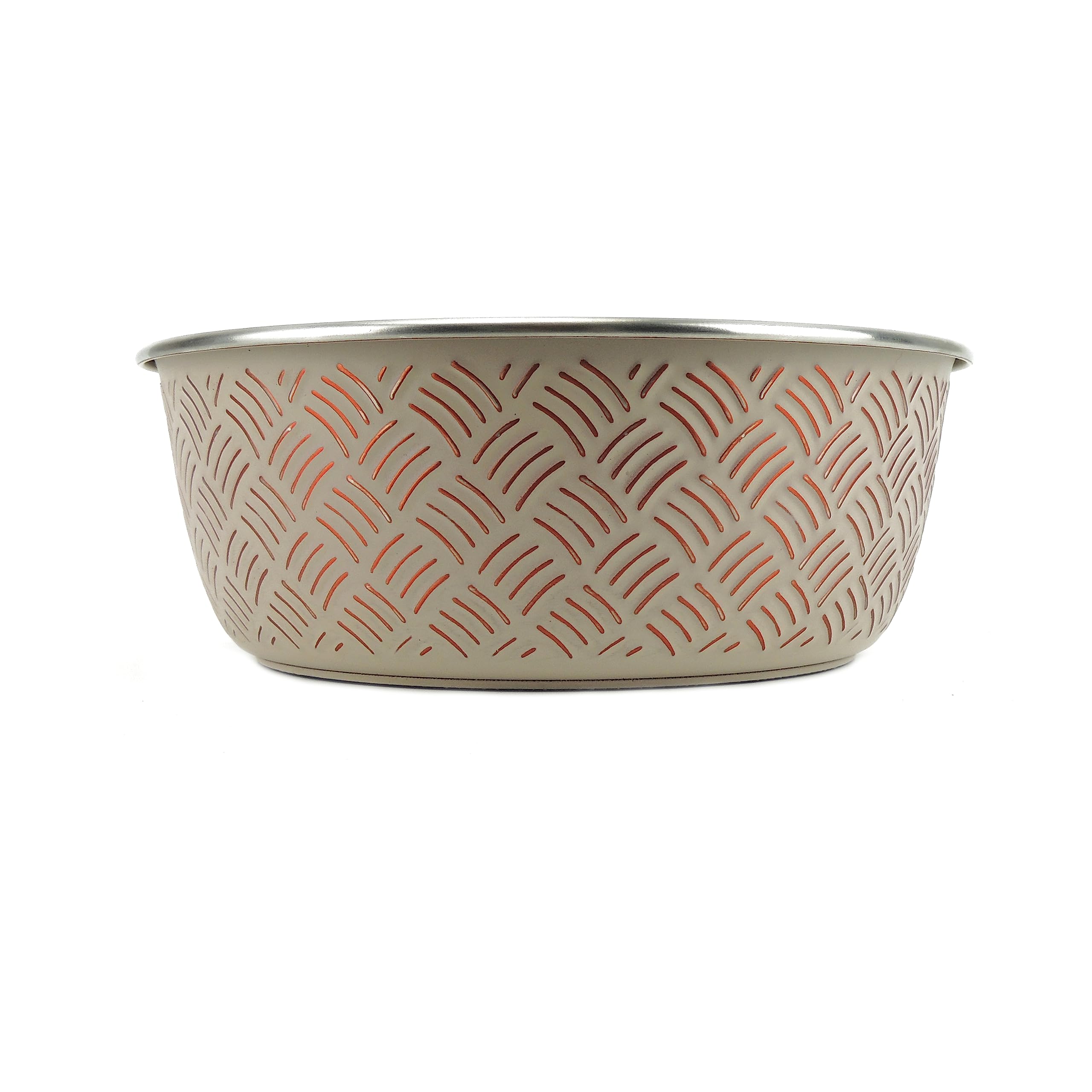 CLASSIC Luxury Weave Embossed Non-Slip Stainless Steel Dog Dish - 1900ml (dia. 205mm)